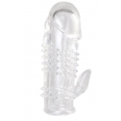 Прозрачная гелевая насадка с шипами и клиторальным отростком - 13 см. - Toyfa Basic - в Барнауле купить с доставкой