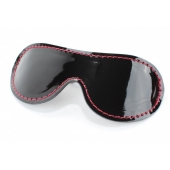 Чёрная перфорированная маска из кожи с красной строчкой - БДСМ Арсенал - купить с доставкой в Барнауле