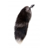 Серебристая металлическая анальная втулка с хвостом чернобурой лисы - размер S - ToyFa - купить с доставкой в Барнауле