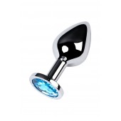 Серебристая конусовидная анальная пробка с голубым кристаллом - 8 см. - ToyFa - купить с доставкой в Барнауле