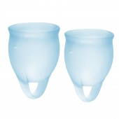Набор голубых менструальных чаш Feel confident Menstrual Cup - Satisfyer - купить с доставкой в Барнауле