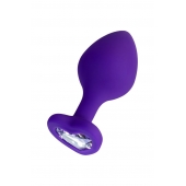 Фиолетовая анальная втулка Diamond Heart с прозрачным кристаллом - 8 см. - ToyFa - купить с доставкой в Барнауле