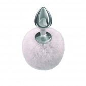 Серебристая анальная пробка с белым пушистым хвостиком Twinkle - Lola Games - купить с доставкой в Барнауле