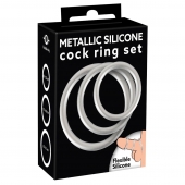 Набор из 3 эрекционных колец под металл Metallic Silicone Cock Ring Set - Orion - в Барнауле купить с доставкой