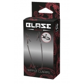 Черные зажимы на соски на цепочке BLAZE DELUXE NIPPLE CLAMPS - Dream Toys - купить с доставкой в Барнауле