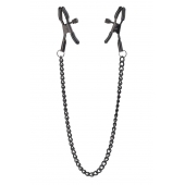 Черные зажимы на соски на цепочке BLAZE DELUXE NIPPLE CLAMPS - Dream Toys - купить с доставкой в Барнауле