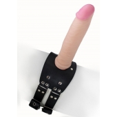 Черный узкий пояс на бедро с телесной насадкой - LOVETOY (А-Полимер) - купить с доставкой в Барнауле