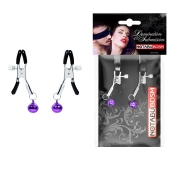 Оригинальные зажимы на соски с фиолетовыми шариками - Notabu - купить с доставкой в Барнауле