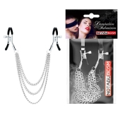 Оригинальные зажимы на соски с тройной цепочкой - Notabu - купить с доставкой в Барнауле