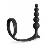 Черная анальная цепочка с эрекционным кольцом Ass-gasm Cockring Anal Beads - Pipedream - в Барнауле купить с доставкой