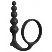 Черная анальная цепочка с эрекционным кольцом Ass-gasm Cockring Anal Beads - Pipedream - в Барнауле купить с доставкой