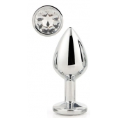 Серебристая анальная втулка с прозрачным кристаллом - 7,1 см. - Dream Toys - купить с доставкой в Барнауле