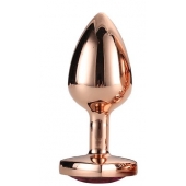 Золотистая анальная втулка с кристаллом-сердечком розового цвета - 7,1 см. - Dream Toys - купить с доставкой в Барнауле