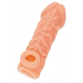 Телесная закрытая насадка с венками Cock Sleeve Size S - 13,8 см. - KOKOS - в Барнауле купить с доставкой