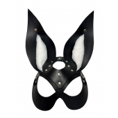 Черная маска зайки с белым мехом на ушках Miss Bunny - БДСМ Арсенал - купить с доставкой в Барнауле