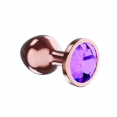 Пробка цвета розового золота с фиолетовым кристаллом Diamond Amethyst Shine S - 7,2 см. - Lola Games - купить с доставкой в Барнауле