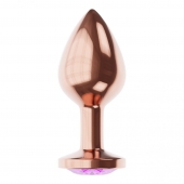 Пробка цвета розового золота с фиолетовым кристаллом Diamond Amethyst Shine S - 7,2 см. - Lola Games - купить с доставкой в Барнауле