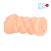 Телесный мастурбатор-вагина с вибрацией и комплектом эрекционных колец - Bior toys - в Барнауле купить с доставкой