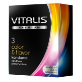 Цветные ароматизированные презервативы VITALIS PREMIUM color   flavor - 3 шт. - Vitalis - купить с доставкой в Барнауле
