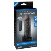Чёрная вибронасадка с кольцом Vibrating Real Feel 2 Extension - 16 см. - Pipedream - в Барнауле купить с доставкой