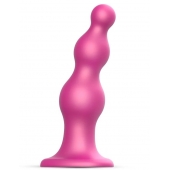 Розовая насадка Strap-On-Me Dildo Plug Beads size S - Strap-on-me - купить с доставкой в Барнауле
