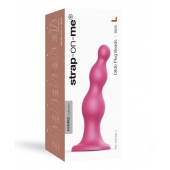 Розовая насадка Strap-On-Me Dildo Plug Beads size L - Strap-on-me - купить с доставкой в Барнауле