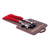 Металлические зажимы на соски с красными замшевыми кисточками - Crazy Handmade - купить с доставкой в Барнауле