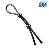 Черное силиконовое лассо с двумя шариками для утяжки - Sex Expert - в Барнауле купить с доставкой