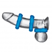 Комплект из трех голубых эрекционных колец 3-Pack Ribbed Rider Cock Ring Set - BlueLine - в Барнауле купить с доставкой