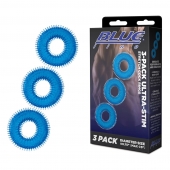 Комплект из трех голубых колец для эрекции 3-Pack Ultra-Stim Stretch Cock Rings - BlueLine - в Барнауле купить с доставкой