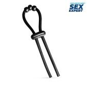 Черное эрекционное кольцо со стимулирующими бусинами - Sex Expert - в Барнауле купить с доставкой