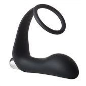 Черное эрекционное кольцо с вибропробкой Vibrating Anal Plug With Cockring - Dream Toys - в Барнауле купить с доставкой