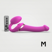 Ярко-розовый безремневой страпон Multi Orgasm Size M с клиторальной стимуляцией - Strap-on-me - купить с доставкой в Барнауле