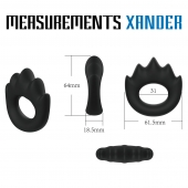 Черное эрекционное кольцо с массажными гребнями Rooster Xander - Velv or - в Барнауле купить с доставкой