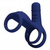 Синяя вибронасадка на пенис Vibrating Penis Sling - Baile - в Барнауле купить с доставкой