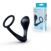 Черное эрекционное кольцо со стимулятором простаты Ringer Cock Ring   Plug - b-Vibe - в Барнауле купить с доставкой