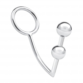 Кольцо на пенис с анальным стимулятором Two Bead Stainless Steel Anal Hook   Cock Ring - BlueLine - в Барнауле купить с доставкой