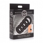 Комплект из 5 черных эрекционных колец для мошонки Ring Master Custom Ball Stretcher Kit - XR Brands - в Барнауле купить с доставкой