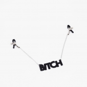Зажимы на соски с кожаной подвеской Bitch - Crazy Handmade - купить с доставкой в Барнауле