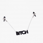 Зажимы на соски с кожаной подвеской Bitch - Crazy Handmade - купить с доставкой в Барнауле
