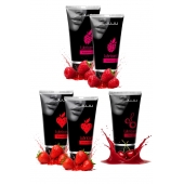 Набор из 5 съедобных лубрикантов JUJU (клубника х 2, малина х 2, вишня) - JuJu - купить с доставкой в Барнауле