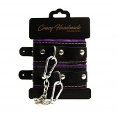 Черно-фиолетовые скругленные наручники с мягкой подкладкой - Crazy Handmade - купить с доставкой в Барнауле