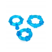 Набор из 3 синих эрекционных колец с различным рельефом - Erowoman-Eroman - в Барнауле купить с доставкой