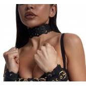 Черный ажурный чокер с золотистой фурнитурой - Crazy Handmade - купить с доставкой в Барнауле