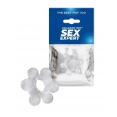 Прозрачное эрекционное кольцо с 6 стимулирующими шариками - Sex Expert - в Барнауле купить с доставкой