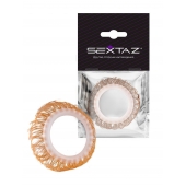 Эрекционное кольцо с бежевыми «ресничками» - Sextaz - в Барнауле купить с доставкой