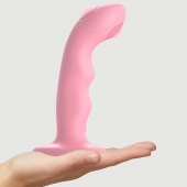 Розовая насадка-стимулятор Strap-On-Me Tapping Dildo Wave - Strap-on-me - купить с доставкой в Барнауле