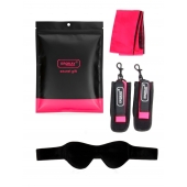 Черно-розовый эротический набор: маска, наручники и повязка - Erokay - купить с доставкой в Барнауле