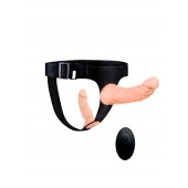 Женский страпон с 2 насадками, вибрацией и пультом ДУ - Erowoman-Eroman - купить с доставкой в Барнауле