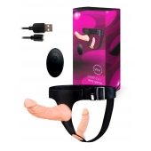 Женский страпон с 2 насадками, вибрацией и пультом ДУ - Erowoman-Eroman - купить с доставкой в Барнауле